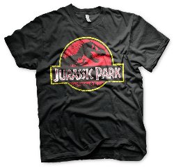 Jurassic Park - Distressed Logo Black T-Shirt
(XL)