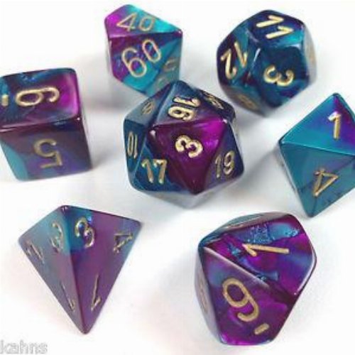 Σετ Ζάρια - 7 Dice Set Gemini Polyhedral Purple-Teal
with Gold