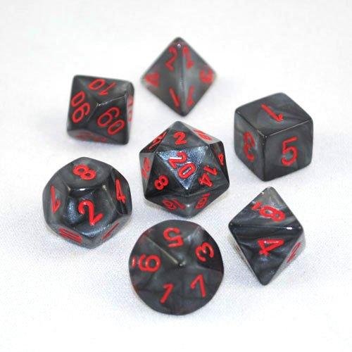 Σετ Ζάρια - 7 Dice Set Velvet Polyhedral Black with
Red