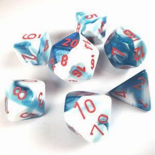 Σετ Ζάρια - 7 Dice Set Gemini Polyhedral Blue-White
with Red