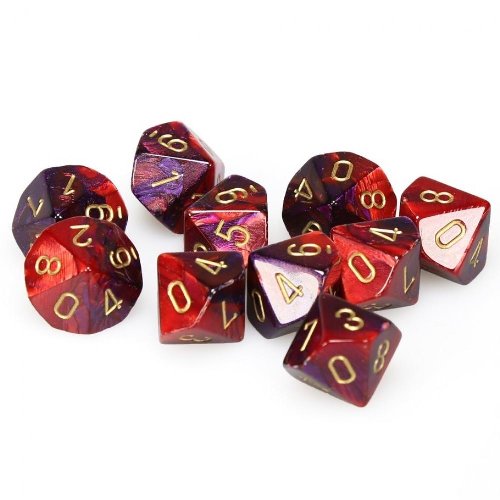 Σετ Ζάρια - 10 Dice Set of d10 Gemini Purple-Red with
Gold