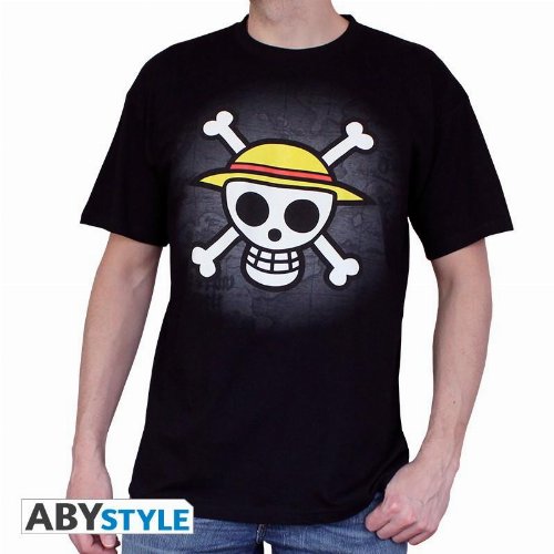 One Piece - Straw Hat Skull with Map Black T-Shirt
(S)