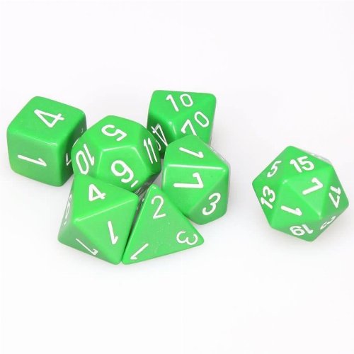 Σετ Ζάρια - 7 Dice Set Opaque Polyhedral Green with
White