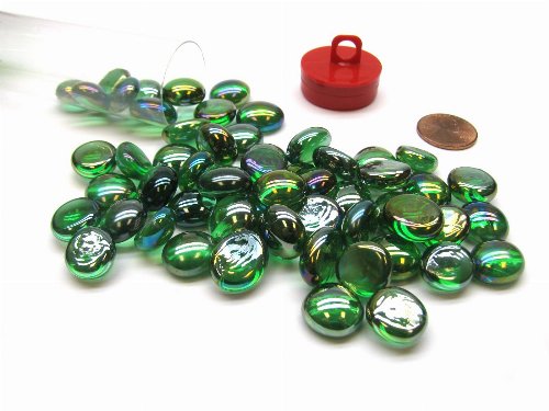 Iridized Crystal Green Glass Stones Tokens
(40)