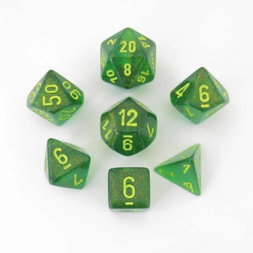 Σετ Ζάρια - 7 Dice Set Borealis Polyhedral Maple Green
with Yellow