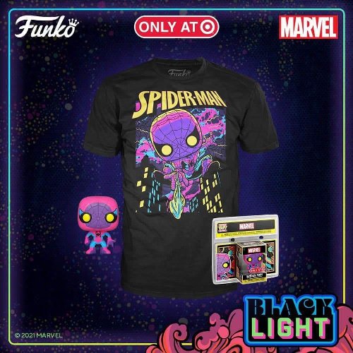 Συλλεκτικό Funko Box: Marvel - Spider-Man (Black
Light) Pocket Funko POP! with T-Shirt (XL-kids)