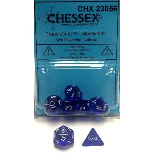 Σετ Ζάρια - 7 Mini Dice Set Blue with
White