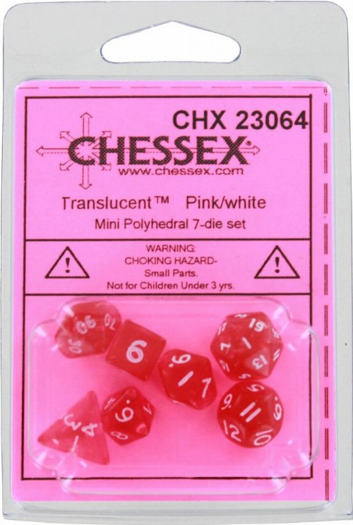 Σετ Ζάρια - 7 Mini Dice Set Pink with
White