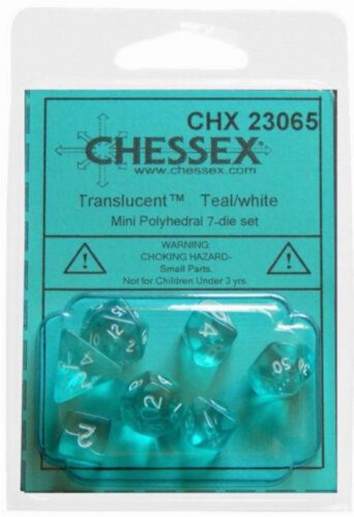 Σετ Ζάρια - 7 Mini Dice Set Teal with
White