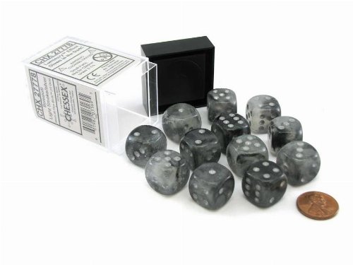 Σετ Ζάρια - 12 Borealis Luminary 16mm Pipped d6 -
Light Smoke with Silver Dice Block