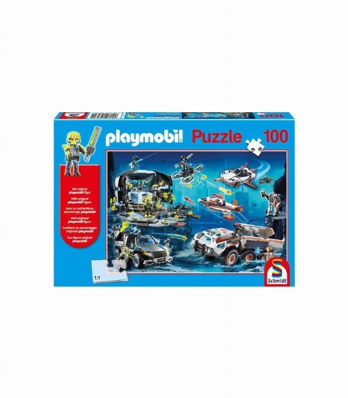 Puzzle 100 pieces - Playmobile Πράκτορες (Contains
Figure)