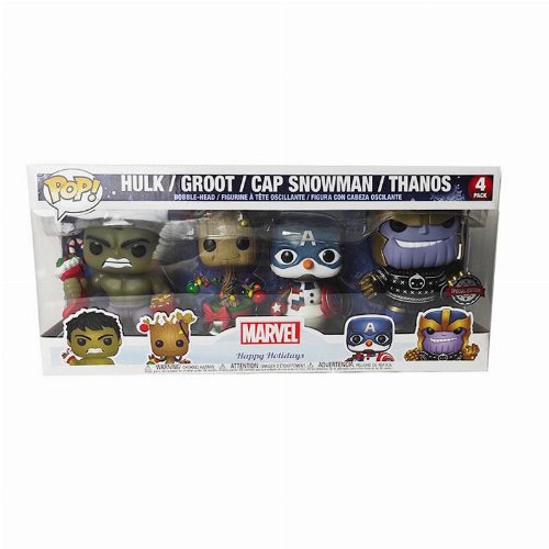 Φιγούρες Funko POP! Marvel - Hulk, Groot, Cap Snowman
& Thanos 4-Packs (Exclusive)