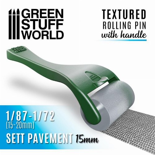 Green Stuff World - Sett Pavement 15mm Rolling Pin
with Handle