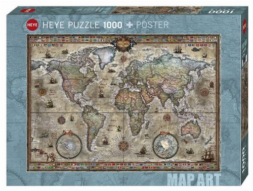 Puzzle 1000 pieces - World Map Retro