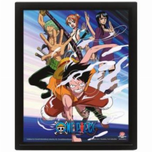 One Piece - Straw Hat Pirates Assault 3D Poster in
Wooden Frame (26x20cm)