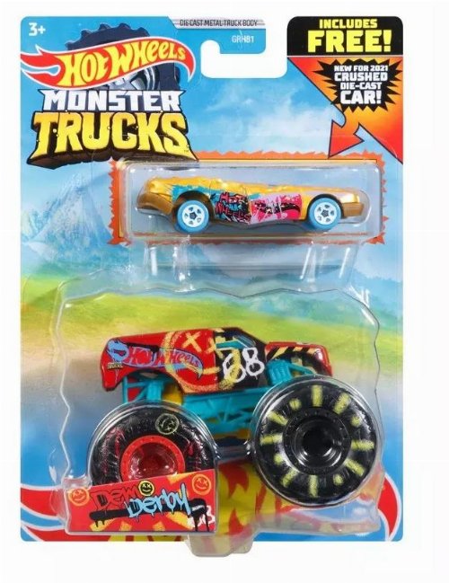 Hot Wheels - Monster Trucks: Dem Derby Car &
Track