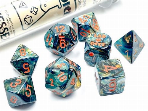 Σετ Ζάρια - 7 Dice Set Lustrous Alpestris with
Orange