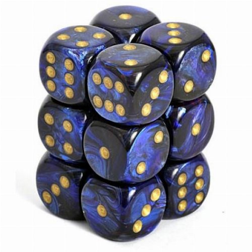 Σετ Ζάρια - 12 Festive 16mm Pipped d6 - Royal Blue
with Gold Dice Block