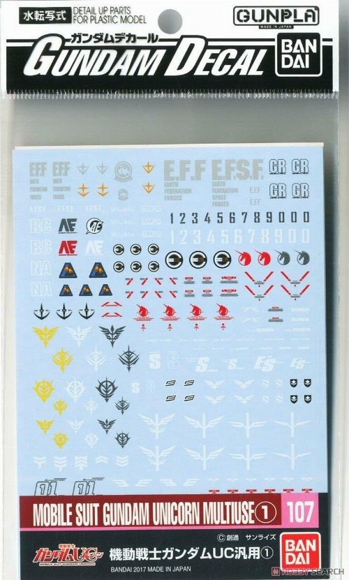 Decals for Gundam 107 Unicorn 1/100 Model
Kit
