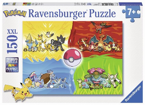 Puzzle 150 XXL pieces - Pokemon: Lightning,
Fire, Water & Grass