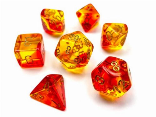 Σετ Ζάρια - 7 Dice Set Gemini Translucent Polyhedral
Red-Yellow with Gold