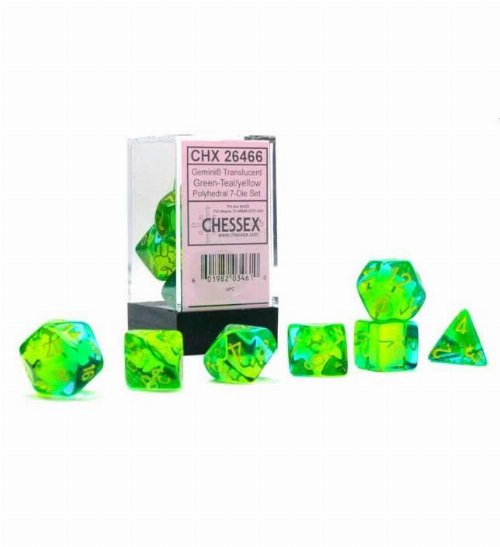 Σετ Ζάρια - 7 Dice Set Gemini Translucent Polyhedral
Green-Teal with Yellow