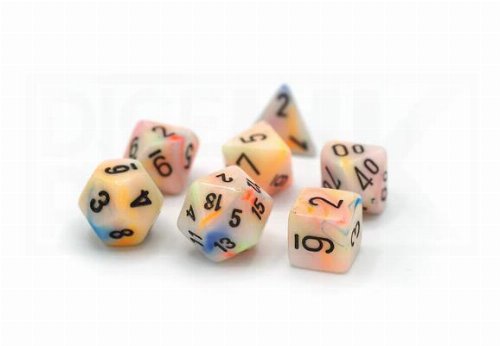 7 Mini Dice Set Festive Polyhedral Circus with
Black