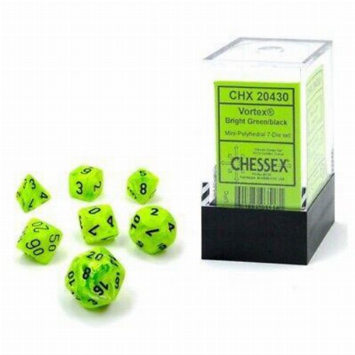 7 Mini Dice Set Vortex Polyhedral Green with
Black
