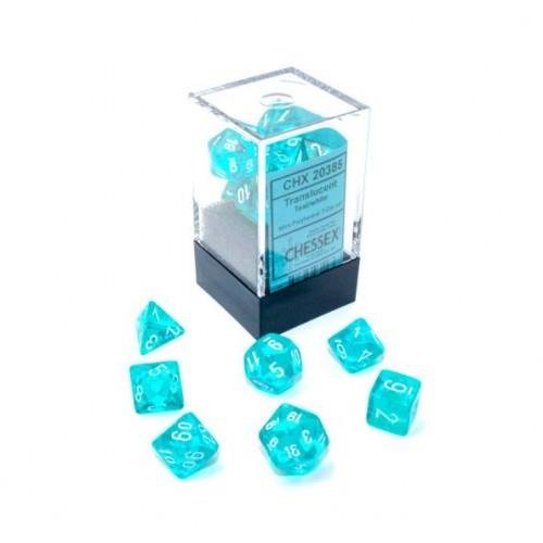 Σετ Ζάρια - 7 Mini Dice Set Translucent Polyhedral
Teal with White