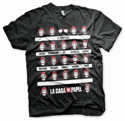 La Casa De Papel - Characters Black T-Shirt
(XXL)