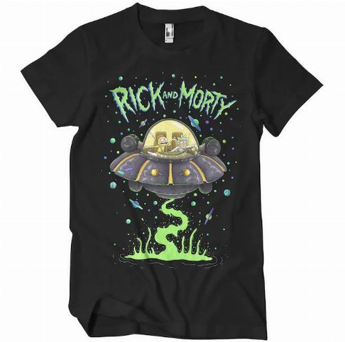 Rick and Morty - Spaceship Black T-Shirt