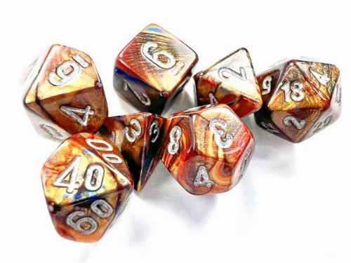7 Mini Dice Set Polyhedral Lustrous Gold with
Silver