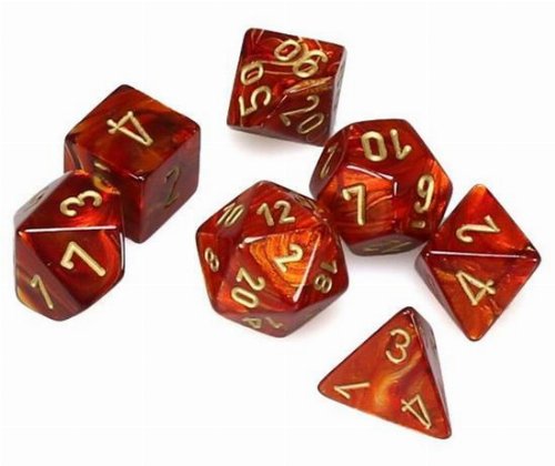 7 Mini Dice Set Polyhedral Scarab Scarlet with
Gold
