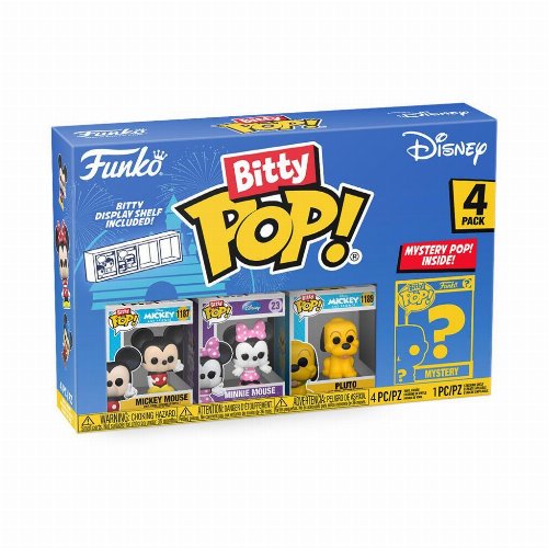 Funko Bitty POP! Disney - Mickey Mouse, Minnie
Mouse, Pluto & Chase Mystery 4-Pack Figures