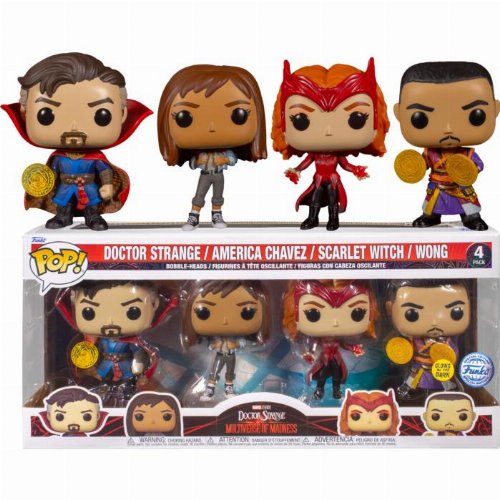 Figures Funko POP! Marvel - Doctor Strange,
America Chavez, Scarlet Witch, Wong (GITD) 4-Packs
(Exclusive)