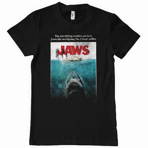 Jaws - Washed Poster Black T-Shirt (M)