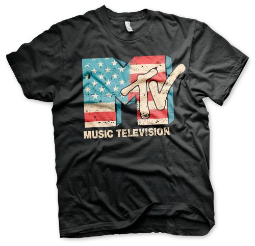 MTV - USA Flag Logo Black T-Shirt