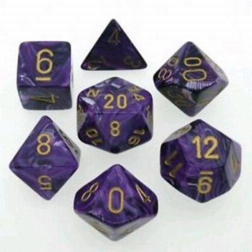 Σετ Ζάρια - 7 Dice Set Vortex Dice Polyhedral Purple
with Gold