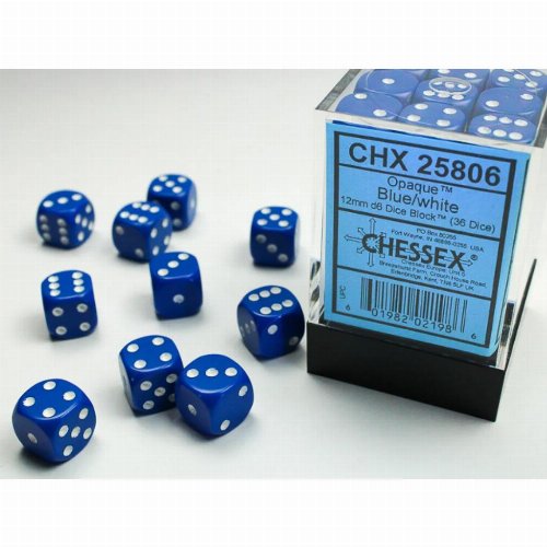 Σετ Ζάρια - 36 Opaque 12mm Pipped d6 - Blue with
White