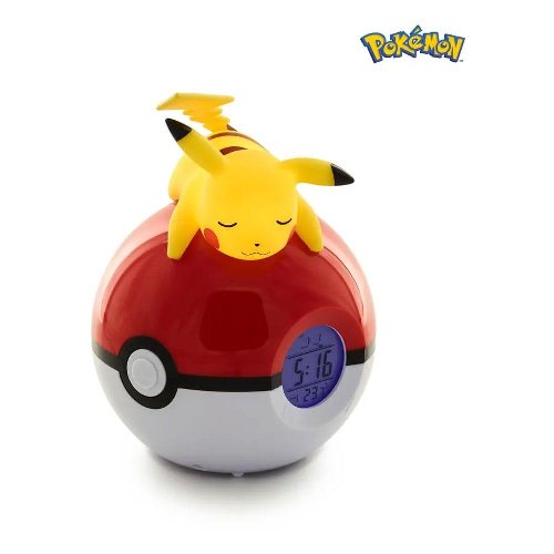 Pokemon - Pikachu on Pokeball Alarm Clock with
Light (18cm)