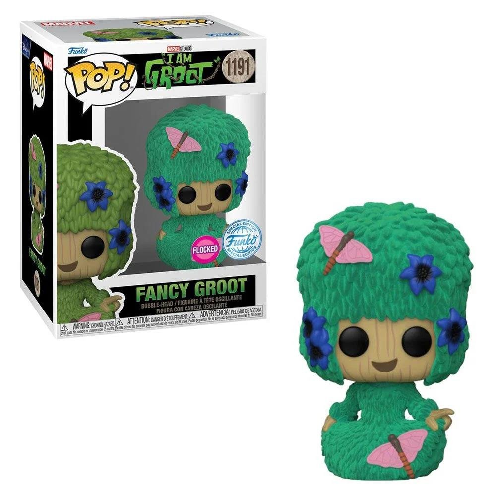 Figure Funko POP! Marvel: I Am Groot - Fancy Groot (Flocked) #1191  (Exclusive) 