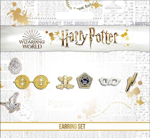 Harry Potter - Time Turner/Chocolate
Frog/Glasses & Lightning Bolt 3-Pack Earrings (Silver
Plated)