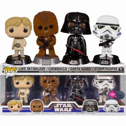 Figures Funko POP! Star Wars - Luke Skywalker,
Chewbacca, Darth Vader, Stormtrooper 4-Pack
(Exclusive)