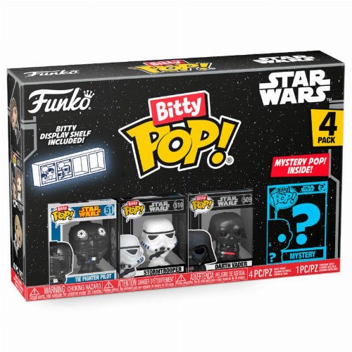 Funko Bitty POP! Star Wars - The Fighter Pilot,
Stormtrooper, Darth Vader & Chase Mystery 4-Pack
Figures