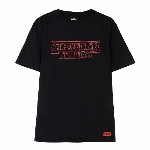 Stranger Things - Red Logo Black T-Shirt
