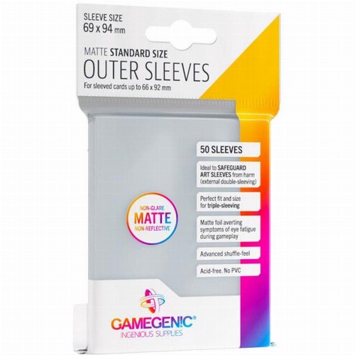 Gamegenic Outer Sleeves Standard Size - Non-Glare
Matte Clear (60 Sleeves)