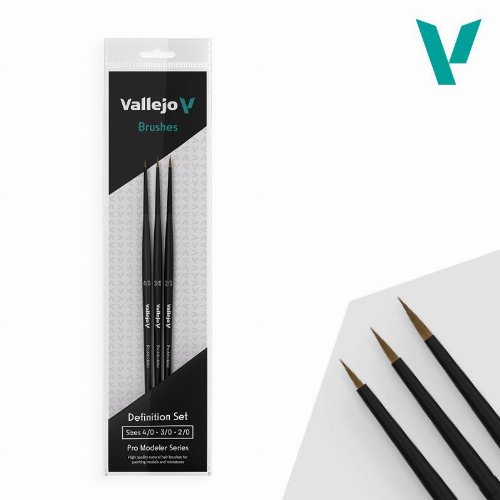 Vallejo - Definition Natural Hair Brush Set (No. 4/0,
No. 3/0, No. 2/0)