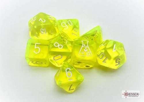 7 Dice Set Translucent Neon Yellow with White
(Bonus Die)
