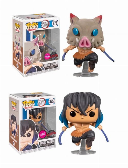 Figures Funko POP! Bundle of 2: Demon Slayer:
Kimetsu no Yaiba - Inosuke Hashibira Masked (Flocked) #875 &
Chase (Exclusive)