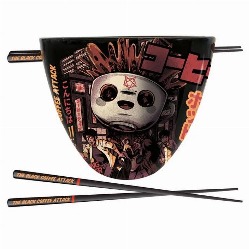 Ilustrata - Black Coffee Attack Ramen Set (Μπόλ,
Chopsticks)